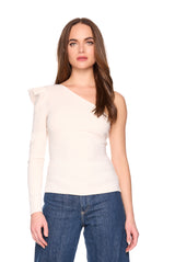 pleated one arm long sleeve top