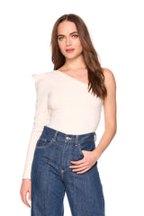 pleated one arm long sleeve top