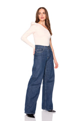 pleated one arm long sleeve top