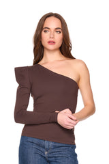 pleated one arm long sleeve top