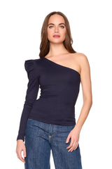pleated one arm long sleeve top