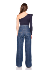 pleated one arm long sleeve top