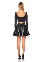 croq faux leather circle skirt