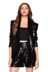 sequin blazer black