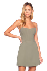 pebble crepe strapless corset dress