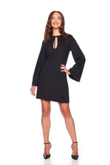 bell sleeve keyhole tie dress