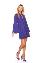 bell sleeve keyhole tie dress