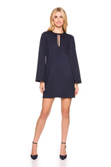 bell sleeve keyhole tie dress