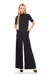 mock neck short sleeve jumpsuit