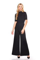 mock neck short sleeve jumpsuit