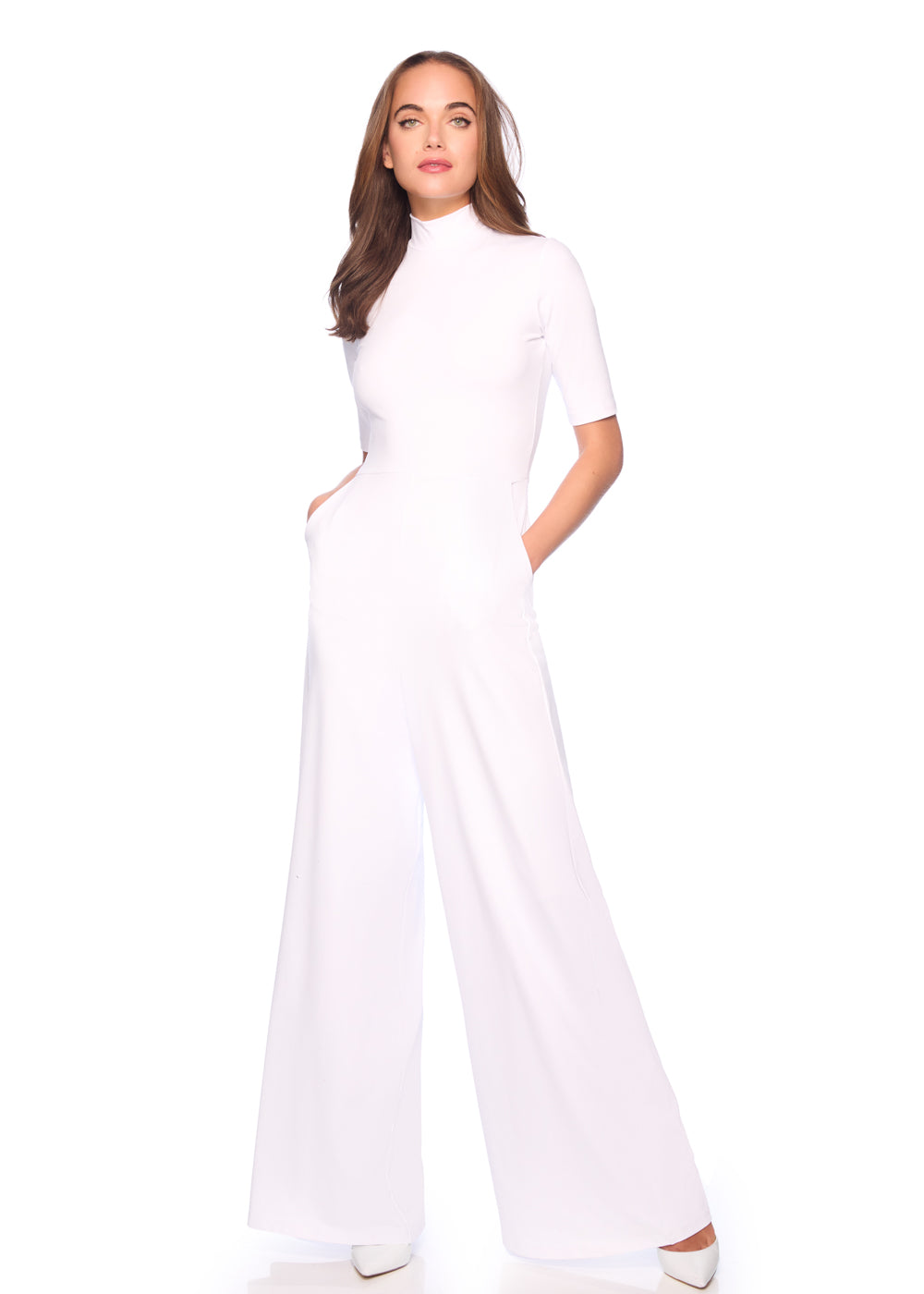 mock neck short sleeve jumpsuit