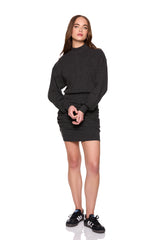 fleece mock neck gathered dress