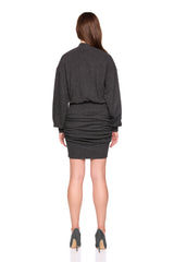 fleece mock neck gathered dress