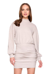 fleece mock neck gathered dress