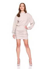 fleece mock neck gathered dress