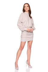 fleece mock neck gathered dress