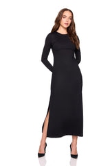 crew long sleeve side slit dress