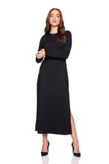 crew long sleeve side slit dress
