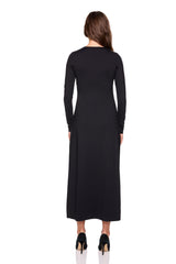 crew long sleeve side slit dress