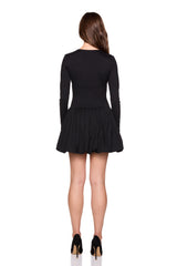 long sleeve bubble hem dress