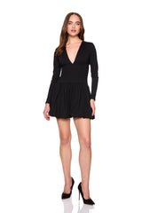 long sleeve bubble hem dress