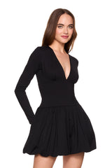 long sleeve bubble hem dress