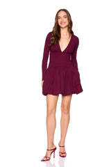 long sleeve bubble hem dress