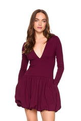 long sleeve bubble hem dress