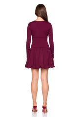 long sleeve bubble hem dress