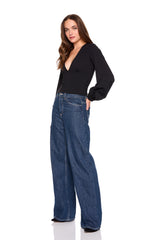 v neck bubble sleeve top