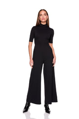 mock neck short sleeve jumpsuit