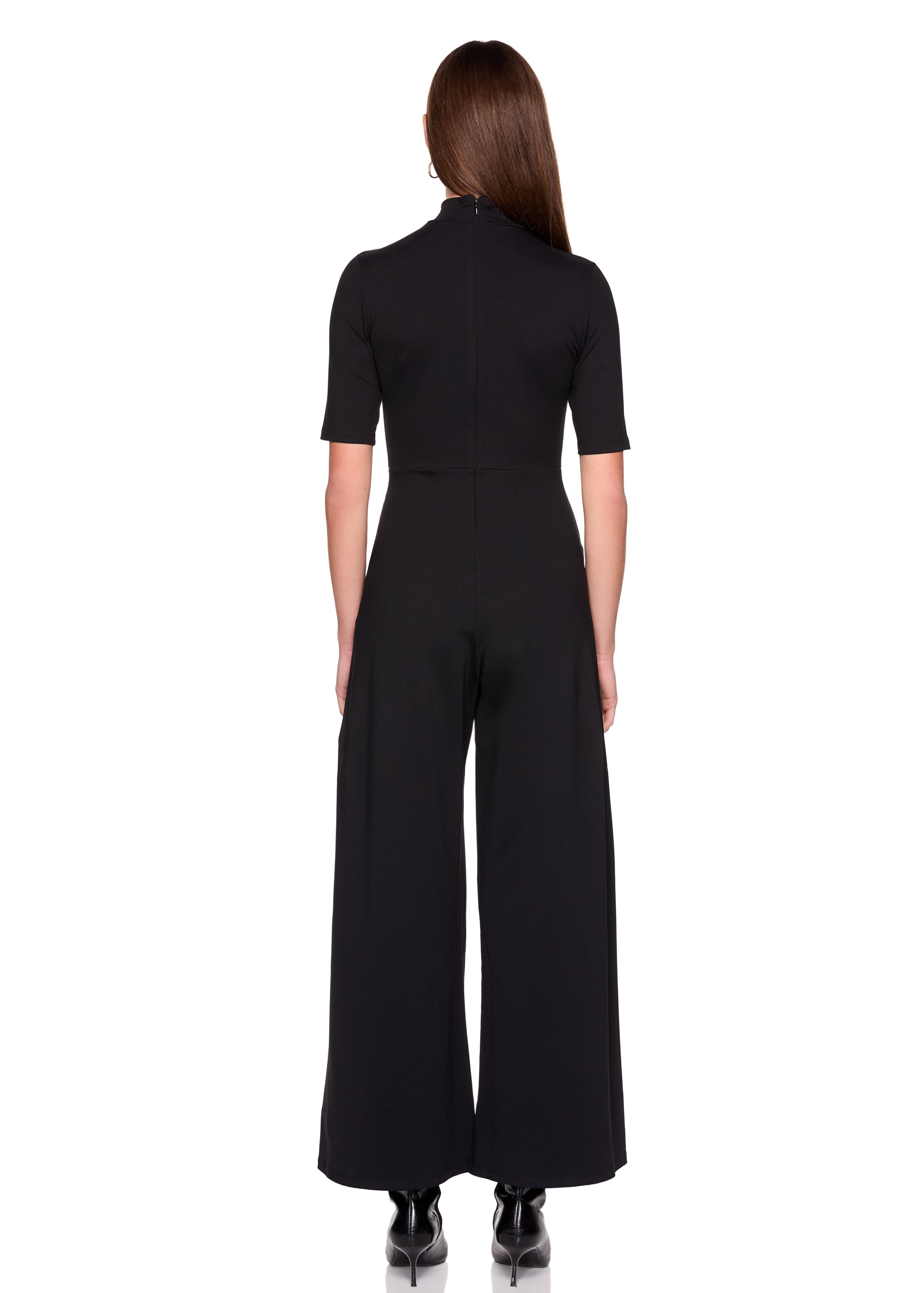 mock neck short sleeve jumpsuit