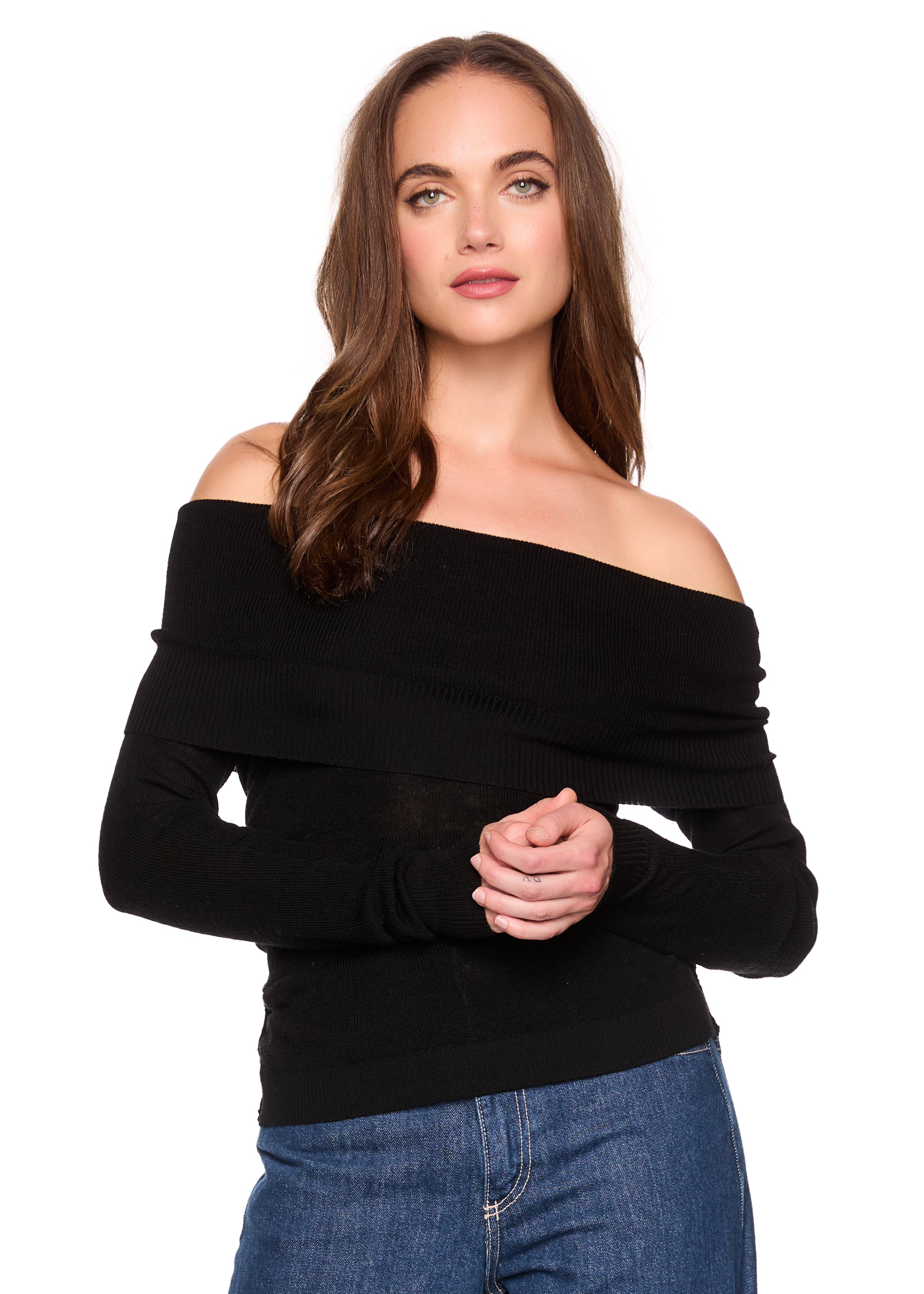 light merino off shoulder sweater
