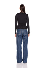square wire long sleeve peplum top