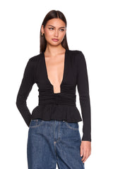 square wire long sleeve peplum top