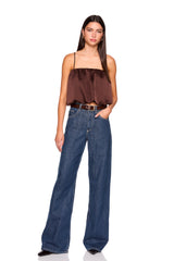 satin bubble string top