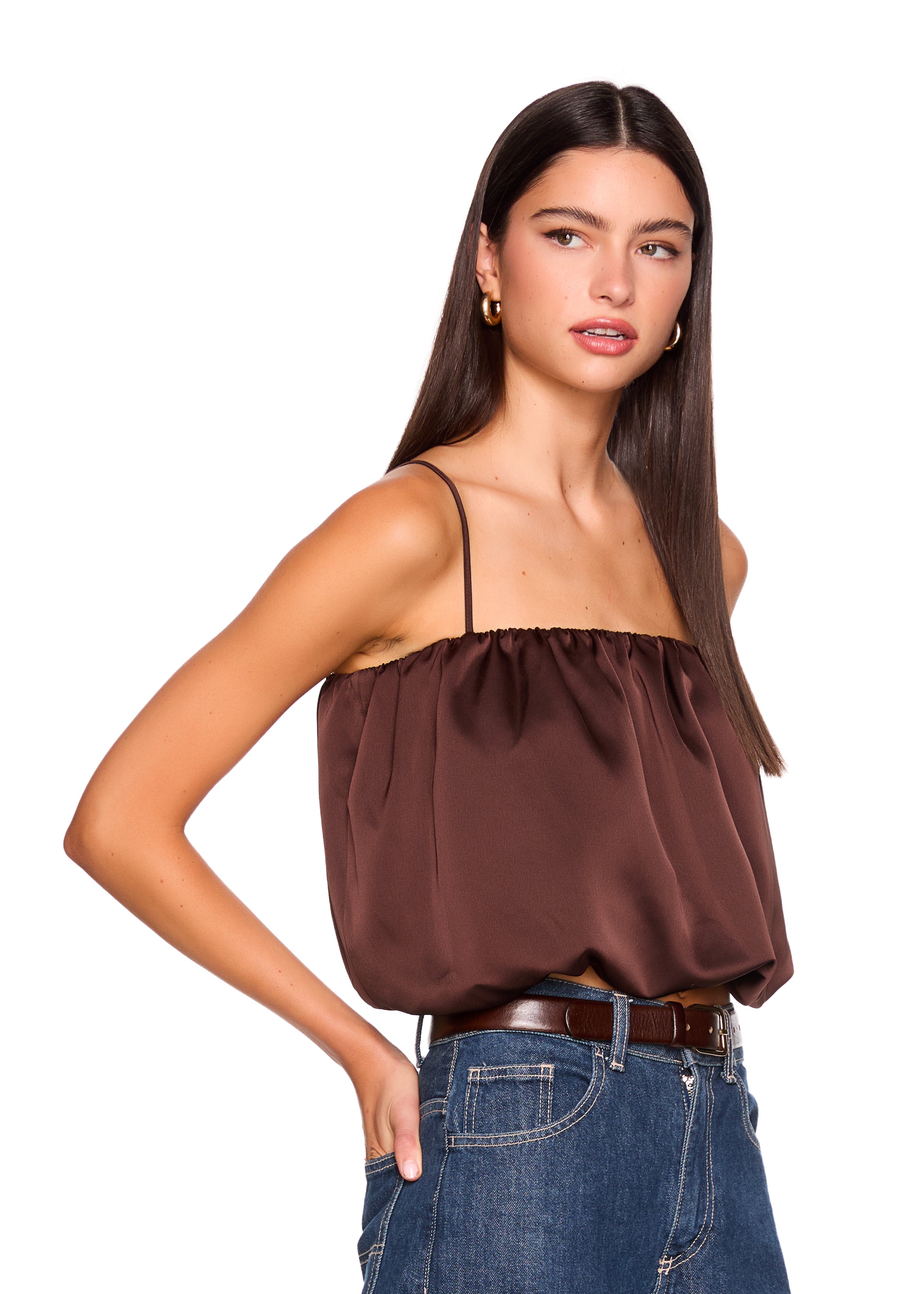satin bubble string top