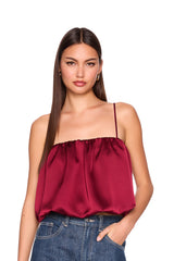satin bubble string top