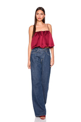 satin bubble string top