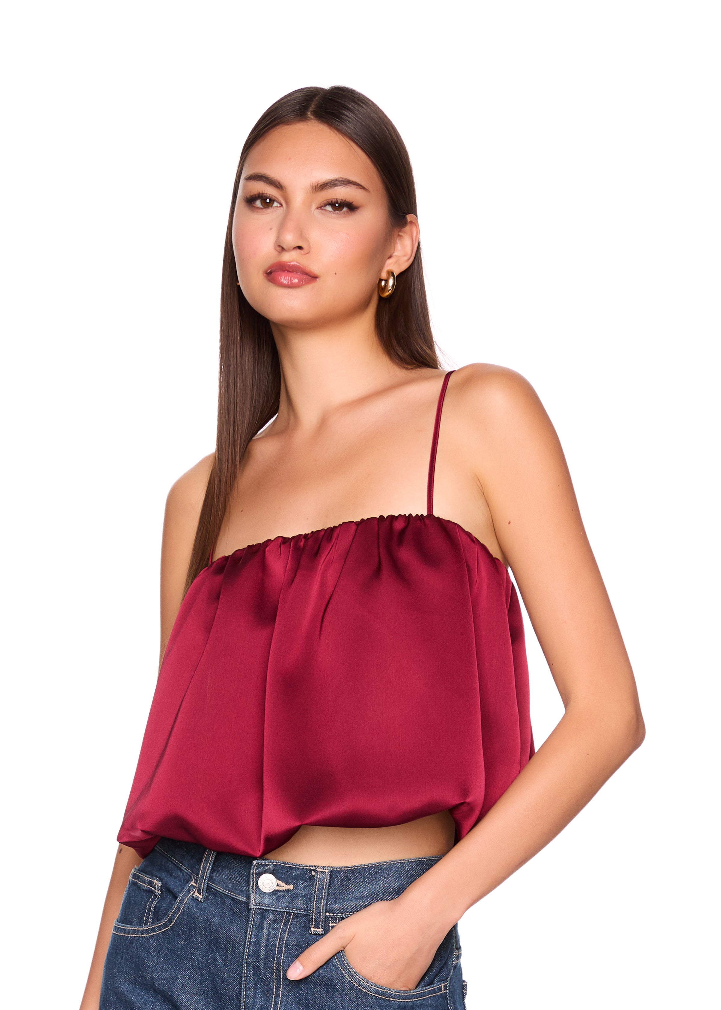 satin bubble string top