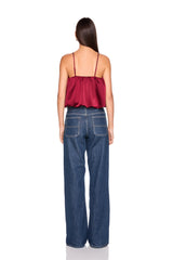 satin bubble string top