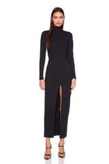 turtleneck slit front dress