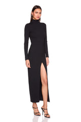 turtleneck slit front dress