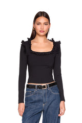 ruffle square long sleeve top