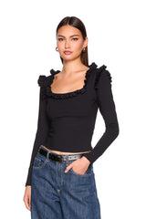 ruffle square long sleeve top