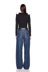 ruffle square long sleeve top