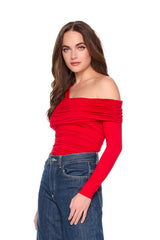 one arm off shoulder gathered top