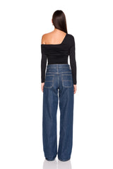 one arm off shoulder gathered top