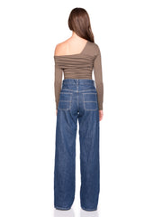 one arm off shoulder gathered top