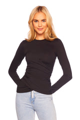 faux wrap long sleeve top